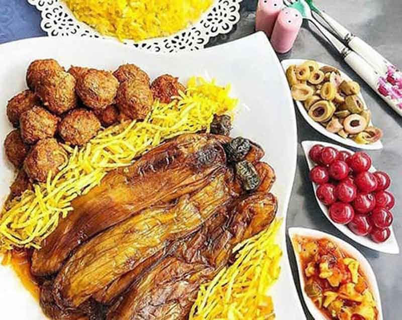 تزیین خورشت بادمجان
